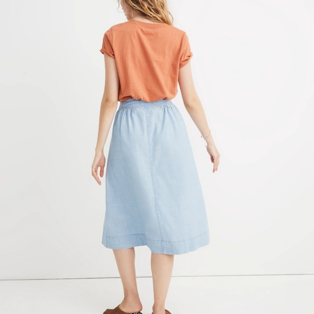 Madewell Tie Palisade Button-Front Midi Skirt - Picture 3 of 11